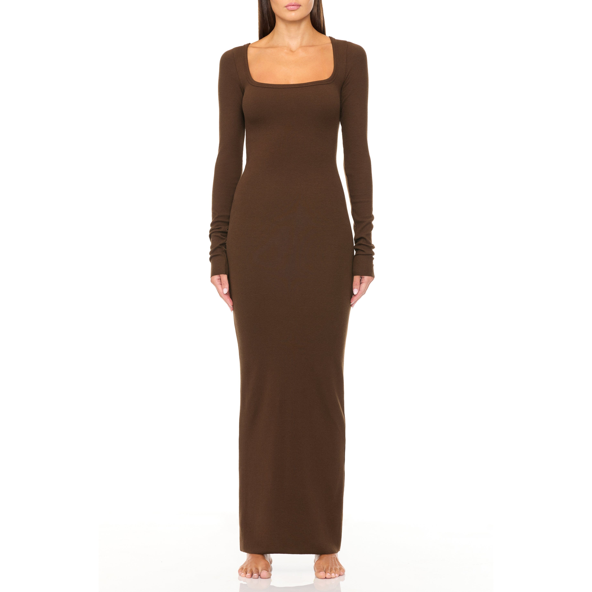 Square Neck Maxi Dress | Chocolate