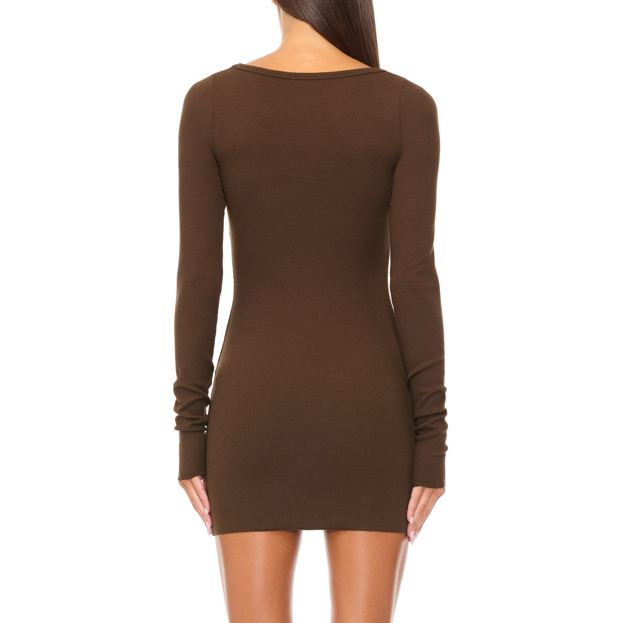 Square Neck Mini Dress | Chocolate