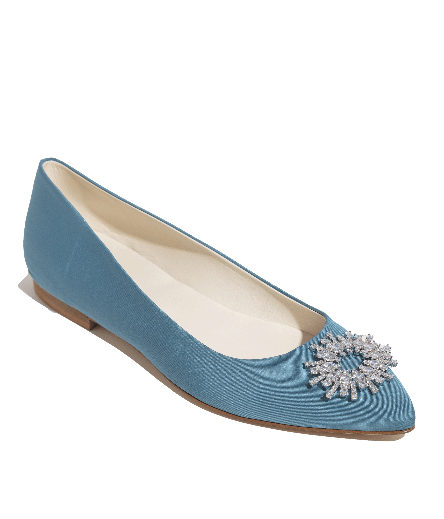 Stevie Ballerina Flats in Blue Silk Moire - Loren Hope