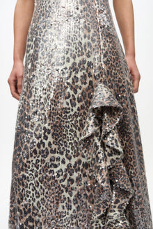 Stretch Sequins Long Dress | Leopard