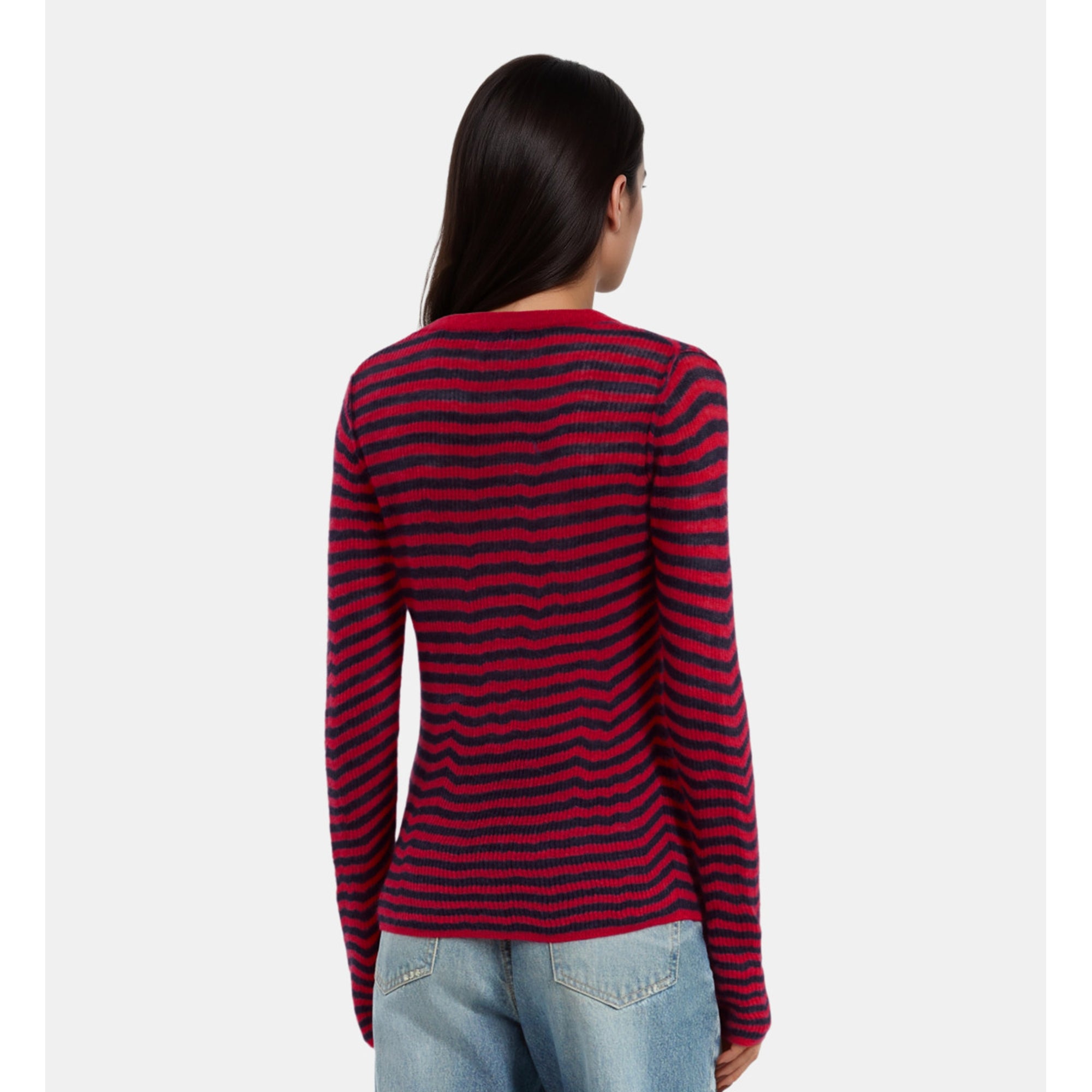 Striped Mohair Sweater | Women | Red x Blue