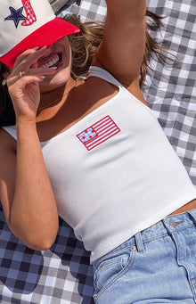 Suzie USA Embroidered Tank Top | White