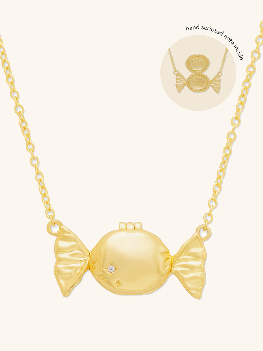 Sweetest Thing Locket Necklace | 5A Grade Cubic Zirconia | 14K Gold Plated Brass