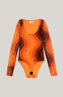 Printed Mesh Bodystocking | Orange Peel