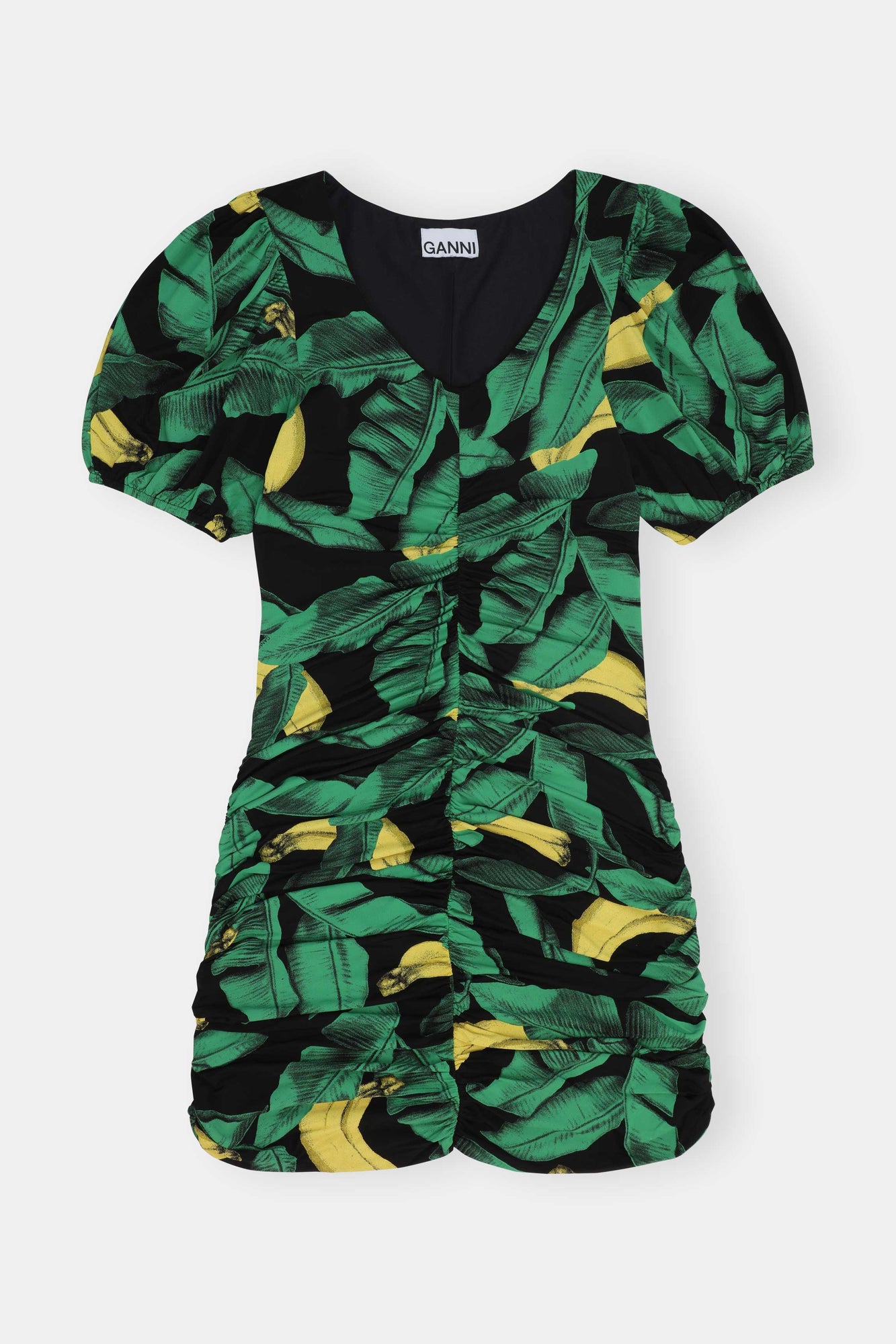 Ruched Mesh Mini Dress | Black