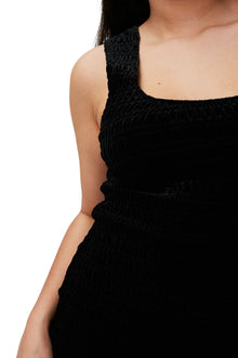 Velvet Smock Mini Dress | Black