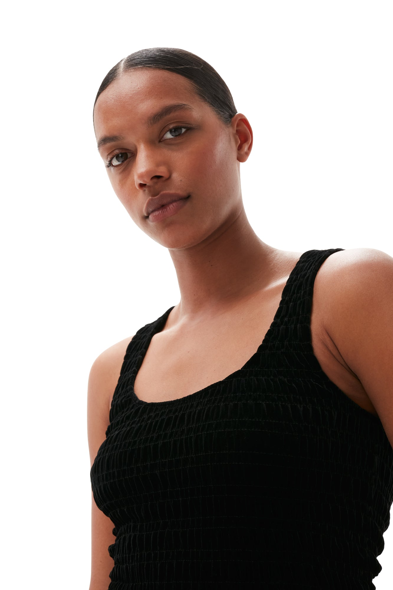 Velvet Smock Mini Dress | Black