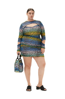 Mesh Cutout Mini Dress | Multicolor