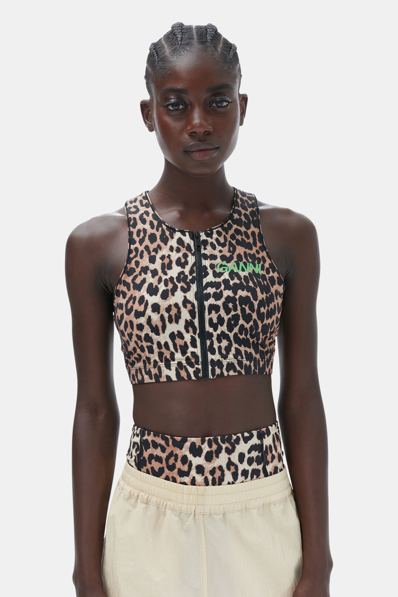 Active Racerback Zipper Top | Leopard