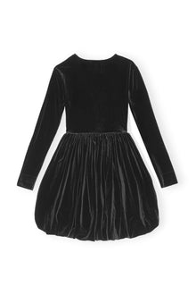 Velvet Jersey Balloon Mini Dress | Black