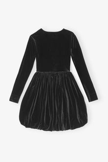 Velvet Jersey Balloon Mini Dress | Black