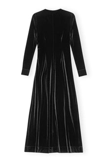 Velvet Jersey Twist Long Dress | Black