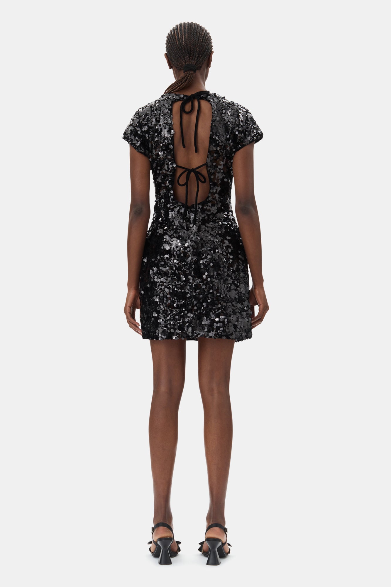 Velvet Sequins Mini Dress | Black