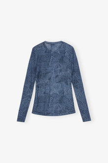 Printed Mesh Blouse | Denim
