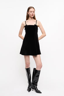 Velour Mini Dress | Black