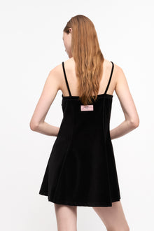 Velour Mini Dress | Black