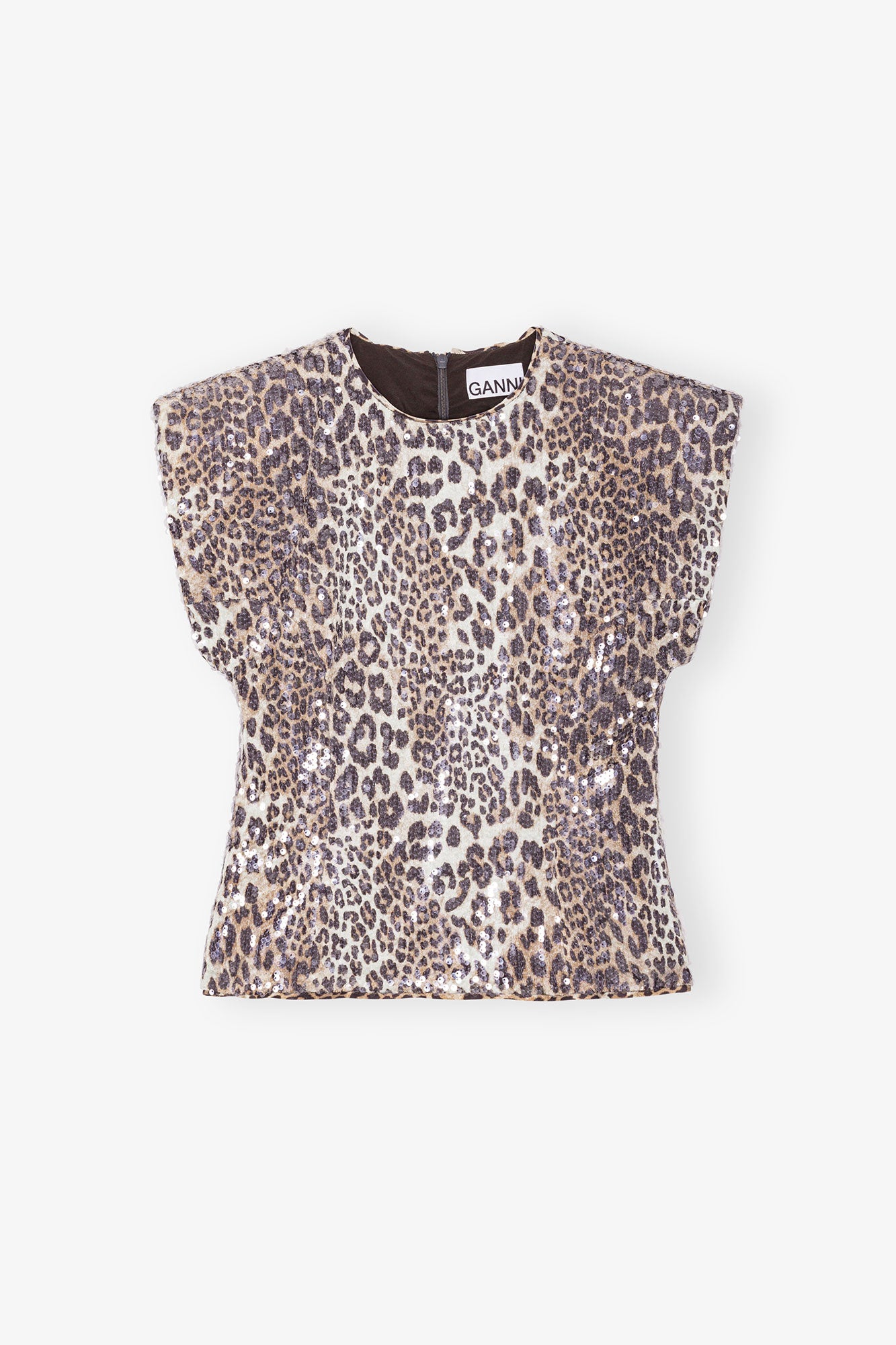 Printed Stretch Sequins Blouse | Leopard