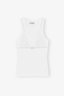 Soft Cotton Rib Rhinestone Tank Top | Bright White