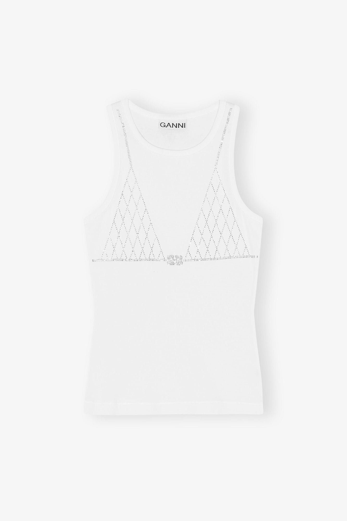 Soft Cotton Rib Rhinestone Tank Top | Bright White