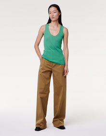 Another Tomorrow Fitted Tank Knit in Kelly Green – Viscose Women's Knitwear