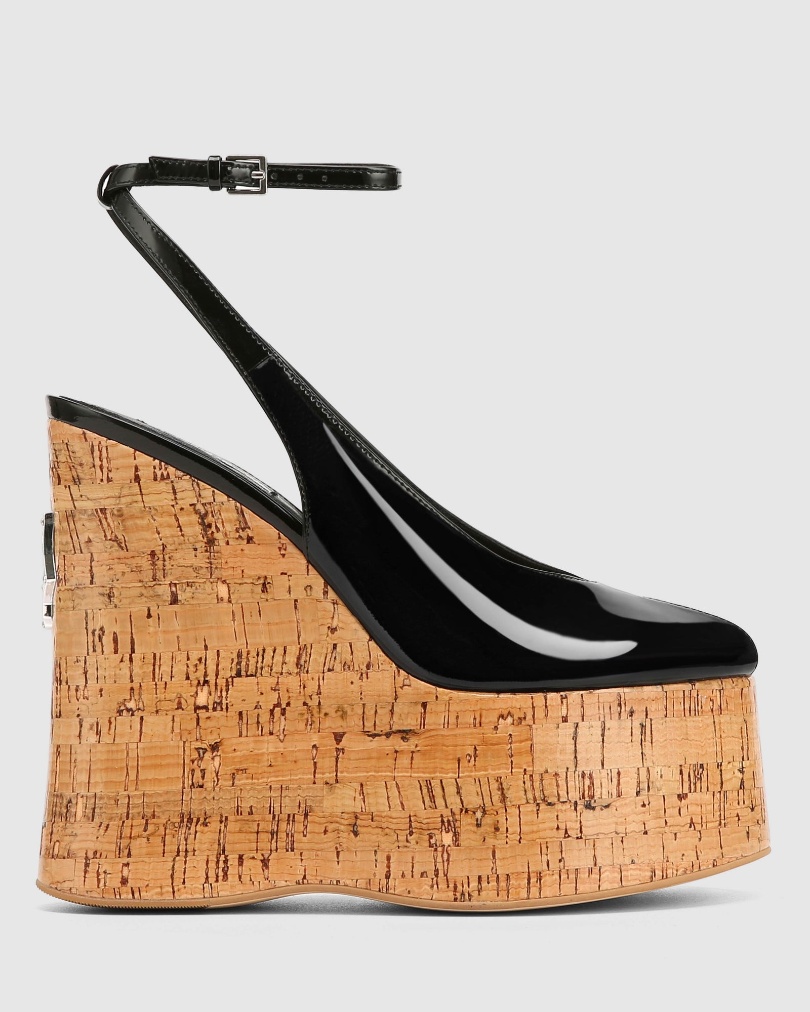 Womens | Tansy Patent Cork Heel | Black