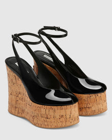 Womens | Tansy Patent Cork Heel | Black