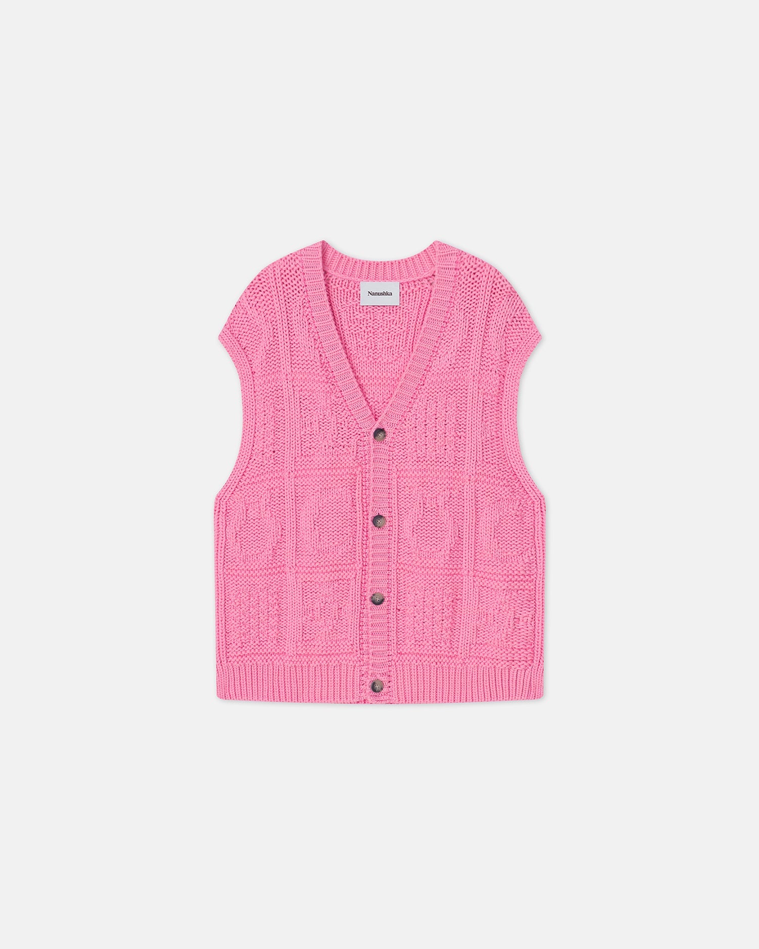 Terence Cable-Knit Cotton-Blend Vest | Pink