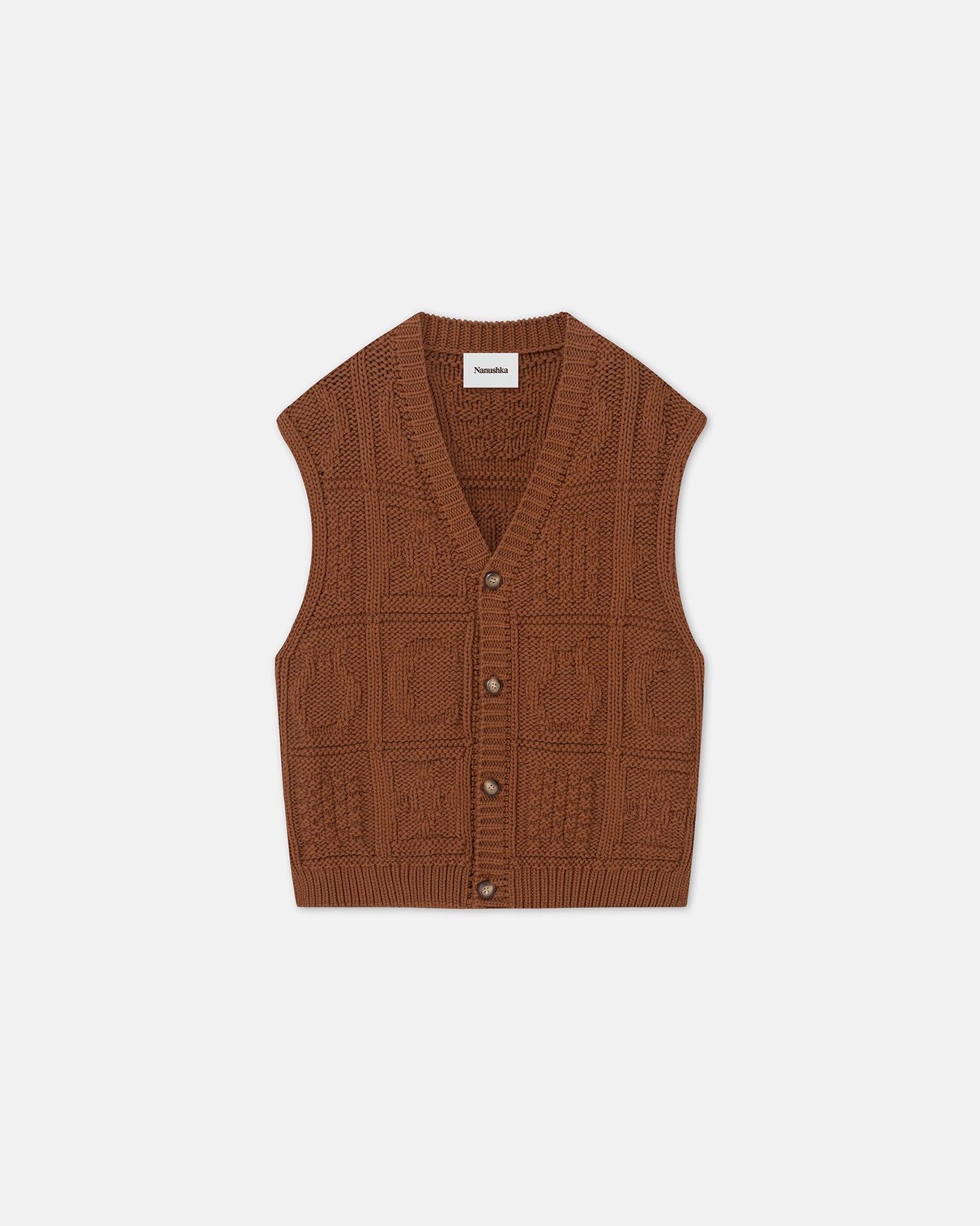 Terence Cable-Knit Cotton-Blend Vest | Brown