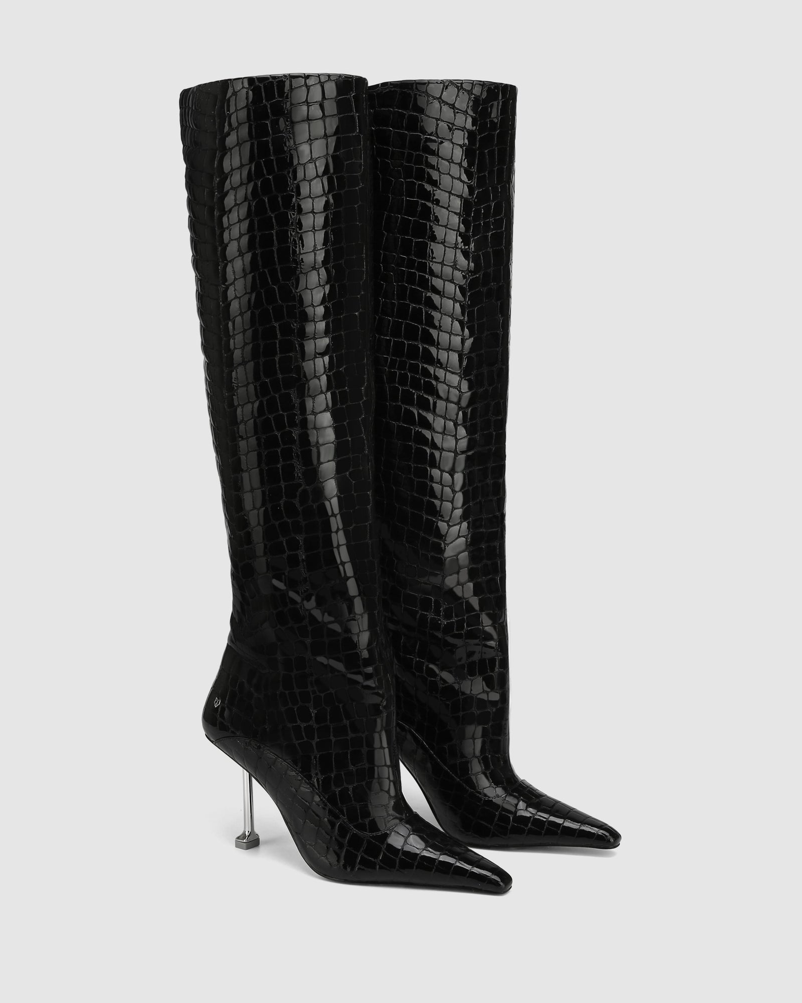 Womens | Texas Croc Patent Leather Boot | Black