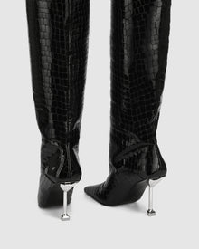 Womens | Texas Croc Patent Leather Boot | Black