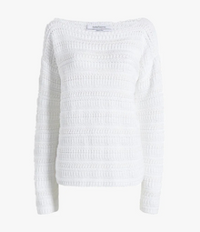 Another Tomorrow Oversized Textured Sweater in White – Cotton Women's Knitwear