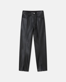 Tibes Split-Hem Regenerated Leather Pants | Black