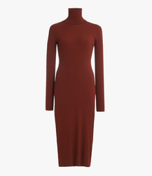 Another Tomorrow Turtleneck Sweater Dress in Rust – Wool Women's Dress