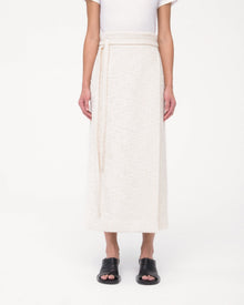 Another Tomorrow Tweed Wrap Skirt in Cream – Cotton Women's Skirt