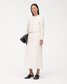 Another Tomorrow Tweed Wrap Skirt in Cream – Cotton Women's Skirt