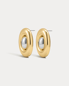 The Two-Tone Chrome Orb Statement Studs | Gold/Silver