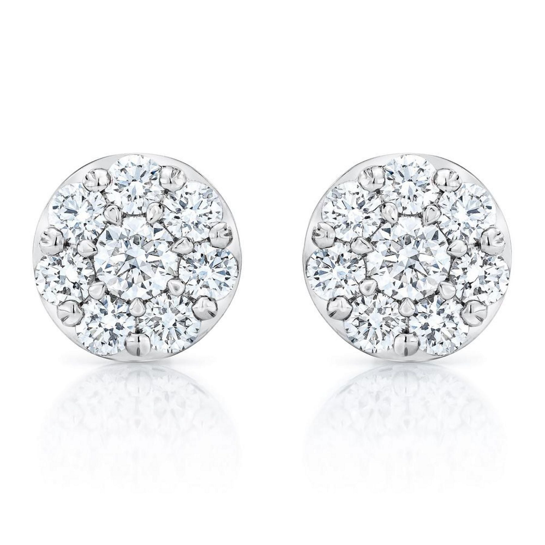 1.50 CT Round Natural Diamond | Stud Earrings | 14K White Gold | H Color | VS-I Clarity
