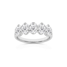 2.00 CT Oval Lab-Grown Diamond | Five Stone Anniversary Wedding Band Ring | 14K White Gold | G Color | VS Clarity