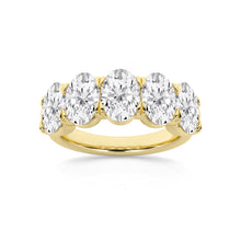 4.00 CT Oval Lab-Grown Diamond | Five Stone Anniversary Wedding Band Ring | 14K Yellow Gold | G Color | VS Clarity