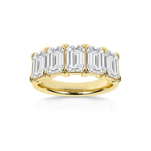 4.00 CT Emerald Lab-Grown Diamond | Five Stone Anniversary Wedding Band Ring | 14K Yellow Gold | G Color | VS Clarity