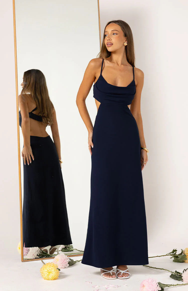 Taleah Crepe Formal Maxi Dress | Navy