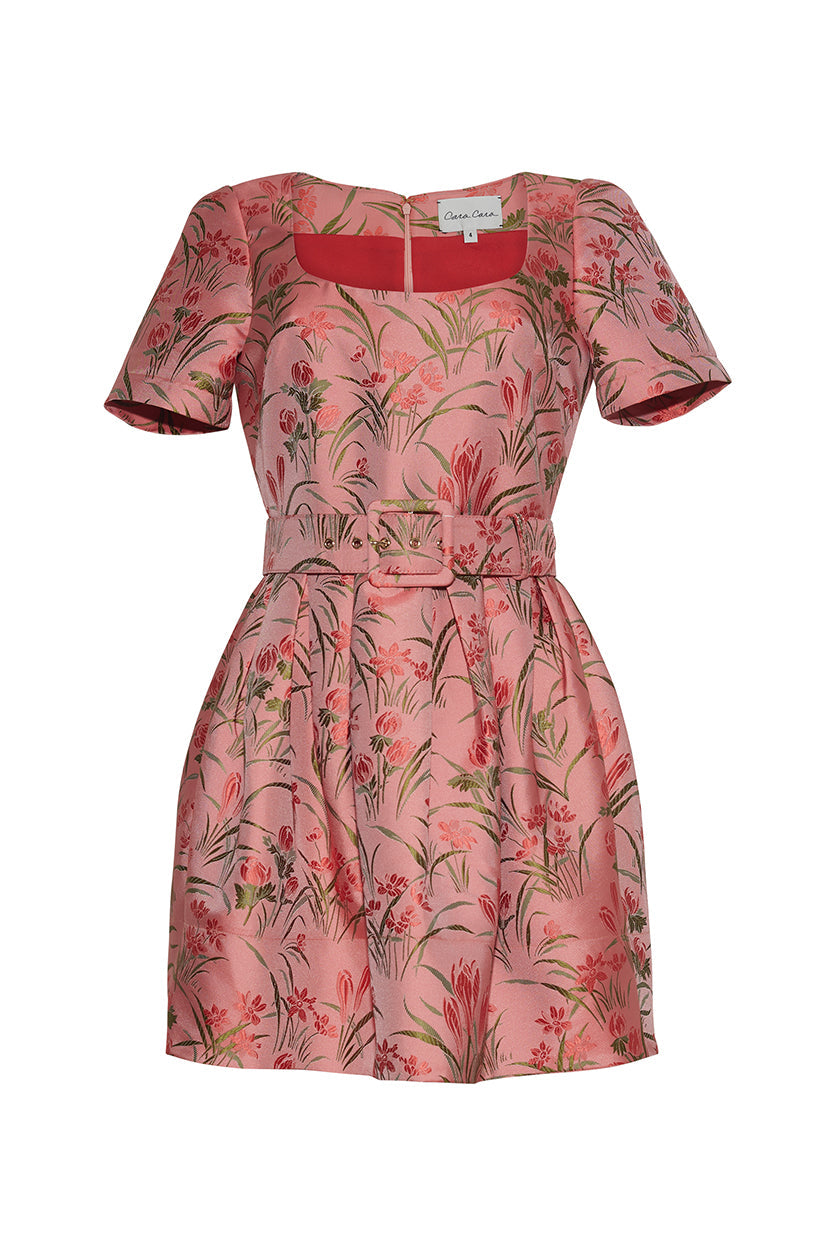 Tara Dress | Pink Jacquard