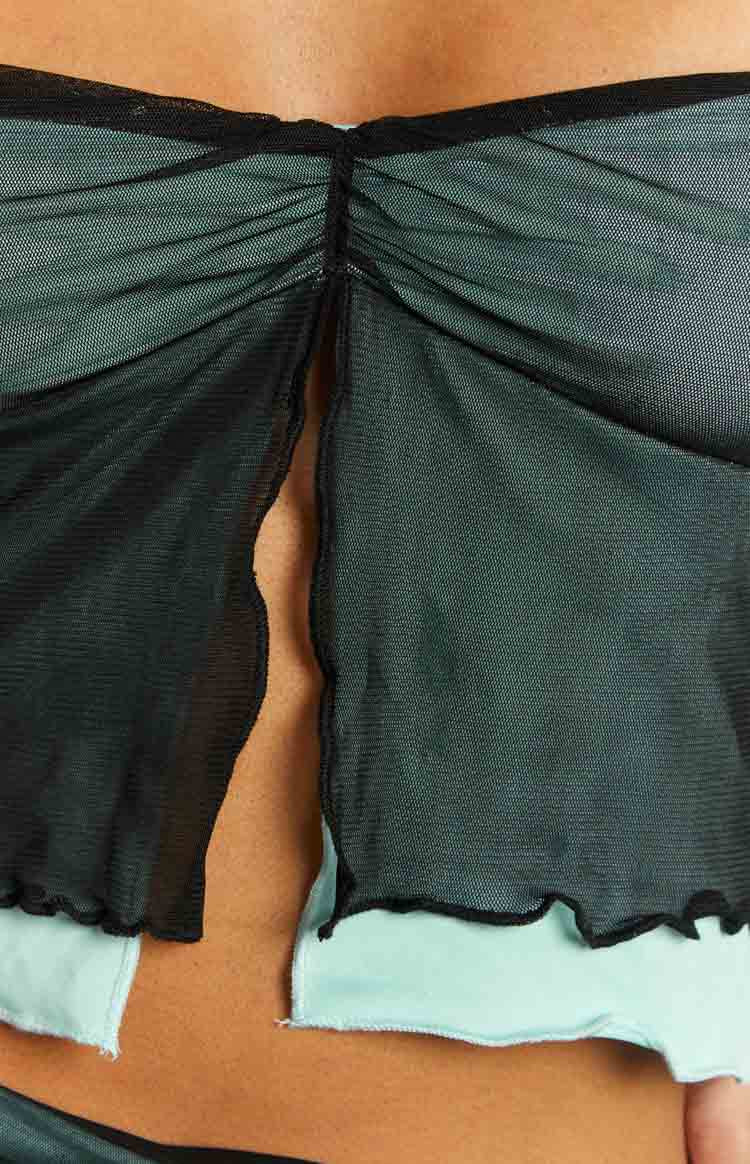 Taytum Contrast Mesh Top | Blue