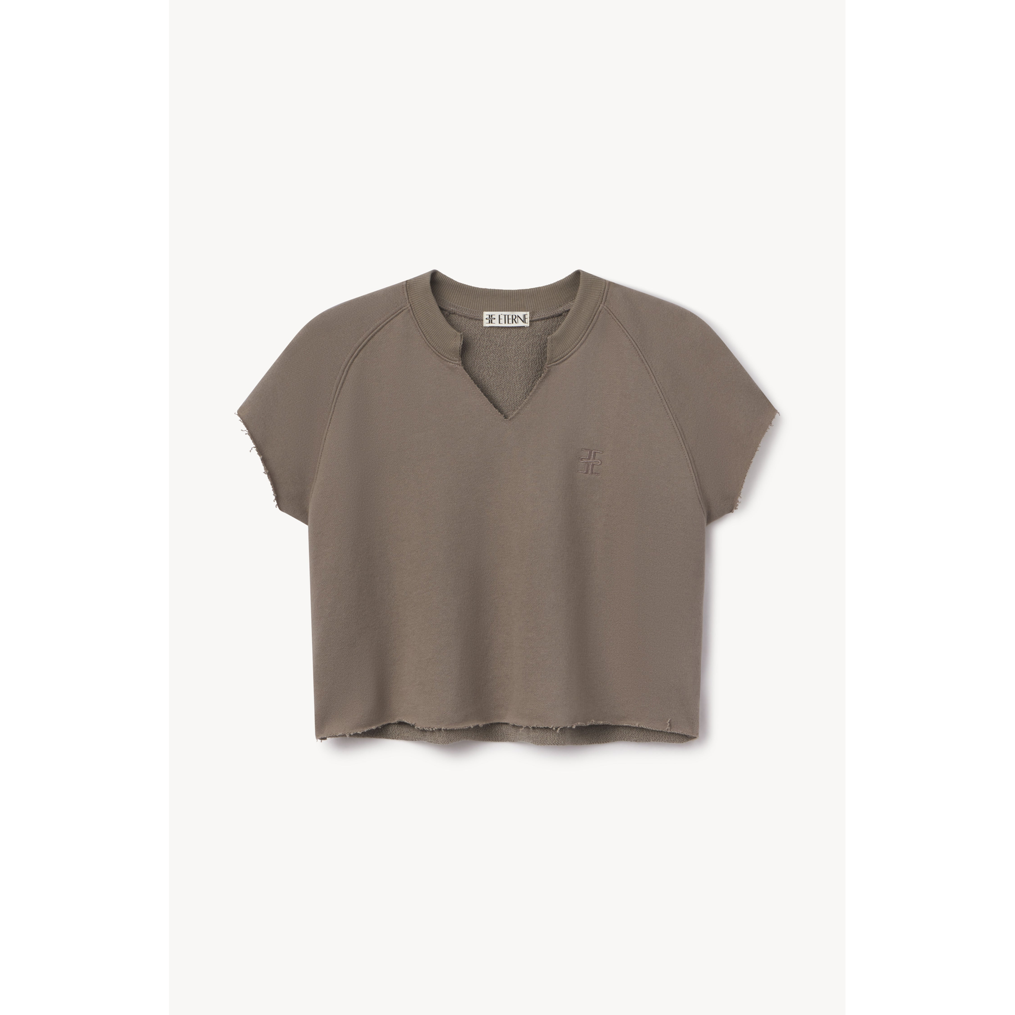 Terry Raglan Cutoff Top | Clay