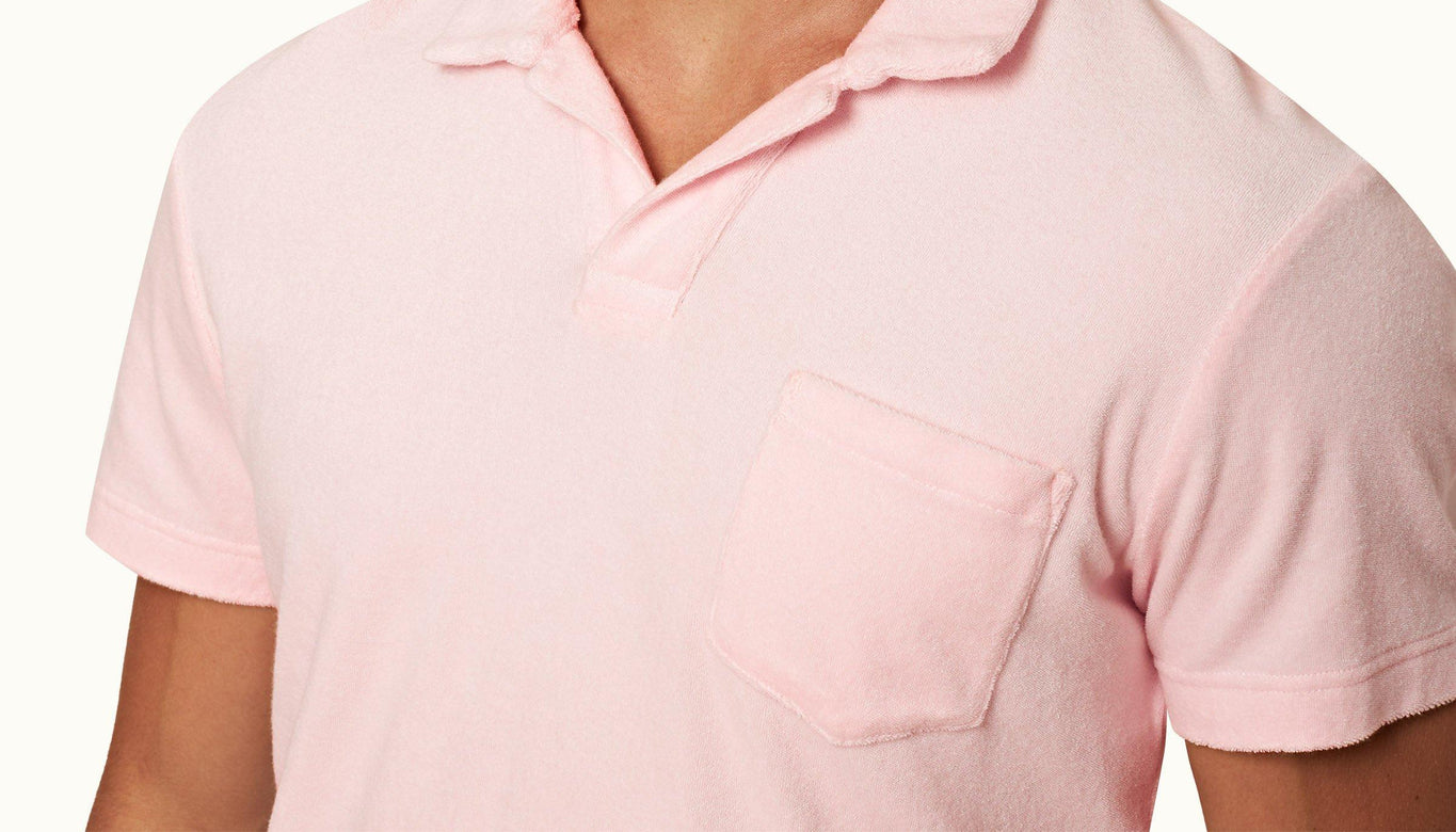 Terry Towelling Tailored Fit Organic Cotton Towelling Resort Polo Shirt | Rose
