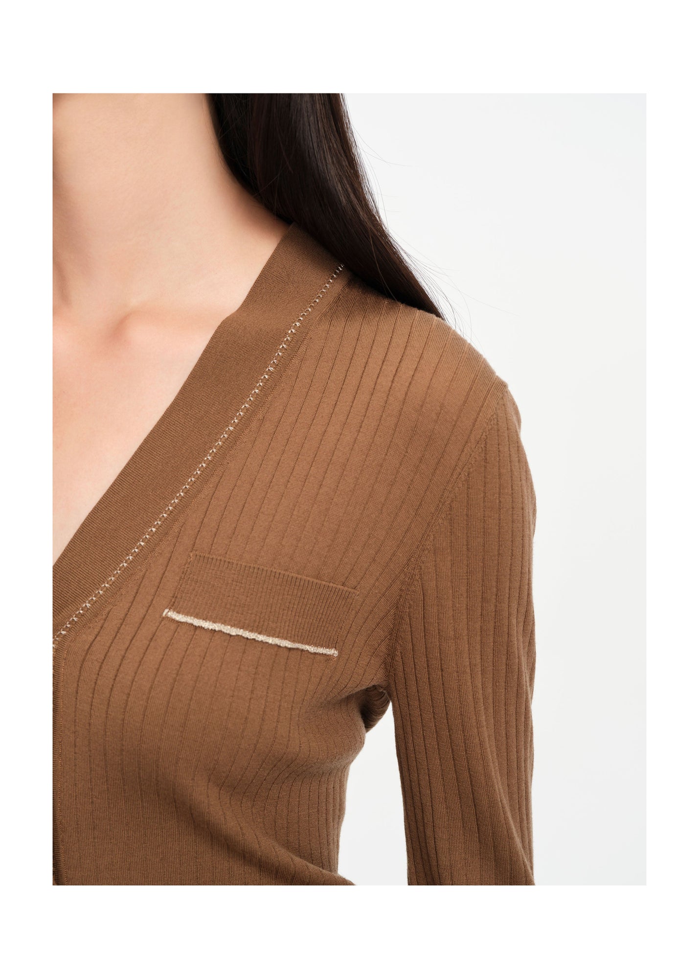 Texture Knit Cardigan | Brown