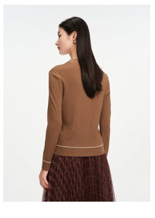 Texture Knit Cardigan | Brown