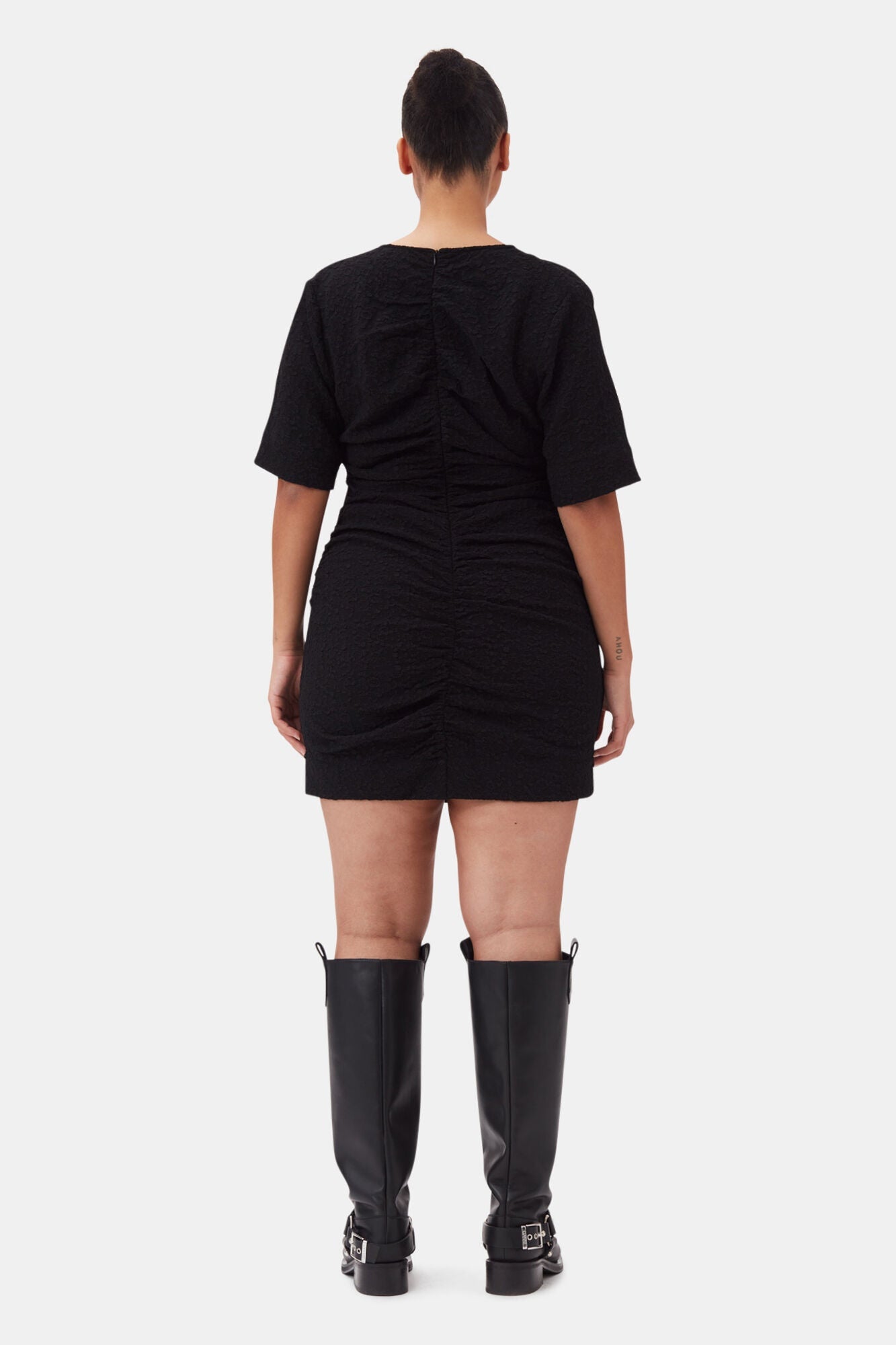 Textured Suiting Mini Dress | Black