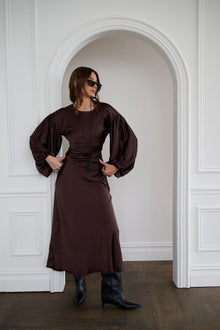Balloon Sleeve Maxi Dress | Chestnut