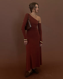 Long Sleeve Off Shoulder Dress | Chestnut